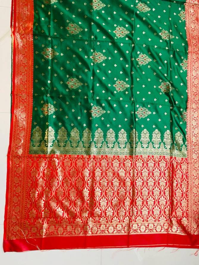 Aab Eiris Green Soft Lichi Silk Sarees Suppliers In India